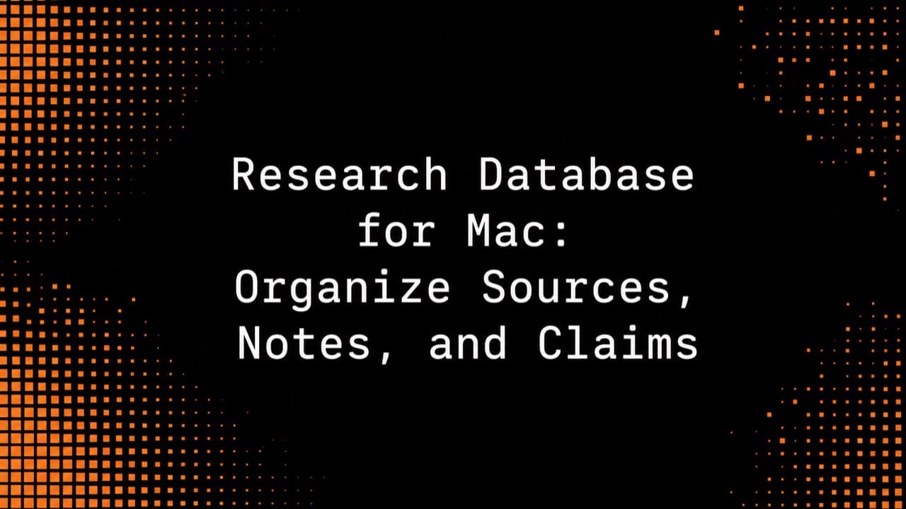 Black Macrows title card with orange pixel-halftone squares and white monospaced research database title text.